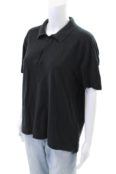 Orlebar Brown Mens Short Sleeve Collared Knit Polo Shirt Black Cotton Size Large
