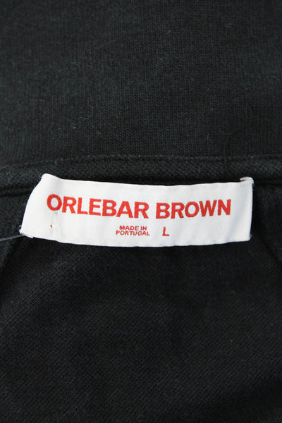 Orlebar Brown Mens Short Sleeve Collared Knit Polo Shirt Black Cotton Size Large
