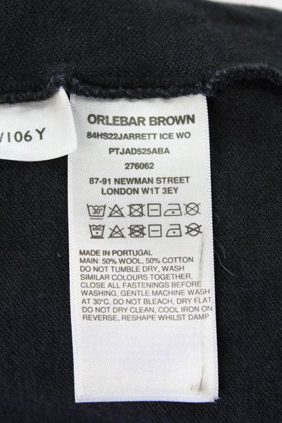 Orlebar Brown Mens Short Sleeve Collared Knit Polo Shirt Black Cotton Size Large