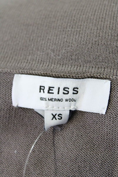 Reiss Womens Short Sleeve Collared V Neck Knit Shirt Gray Wool Size Extra Small