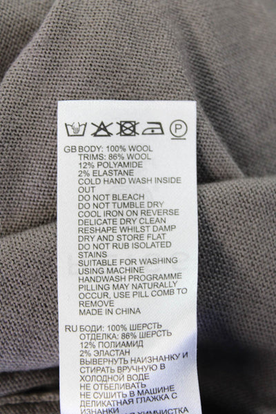 Reiss Womens Short Sleeve Collared V Neck Knit Shirt Gray Wool Size Extra Small