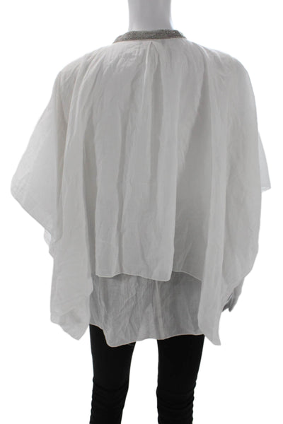 Fabiana Filippi Womens Crystal Detail Sleeveless Blouse Top White Size L