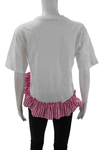 MSGM Girls Cotton Checkered Short Sleeve T-Shirt Top Pink Size 14