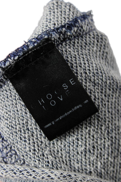 Generation Love Womens Cotton Lace Front Long Sleeve Hoodie Blue Size M