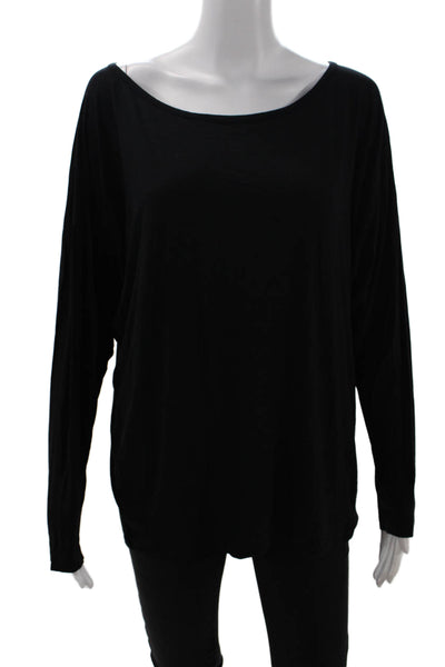 Vince Womens Cut Out Back Scoop Neck Long Sleeve Blouse Top Black Size M