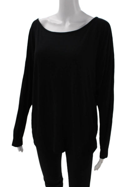 Vince Womens Cut Out Back Scoop Neck Long Sleeve Blouse Top Black Size M