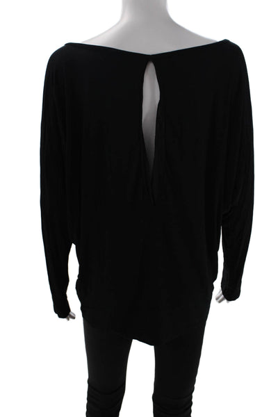 Vince Womens Cut Out Back Scoop Neck Long Sleeve Blouse Top Black Size M