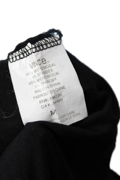 Vince Womens Cut Out Back Scoop Neck Long Sleeve Blouse Top Black Size M