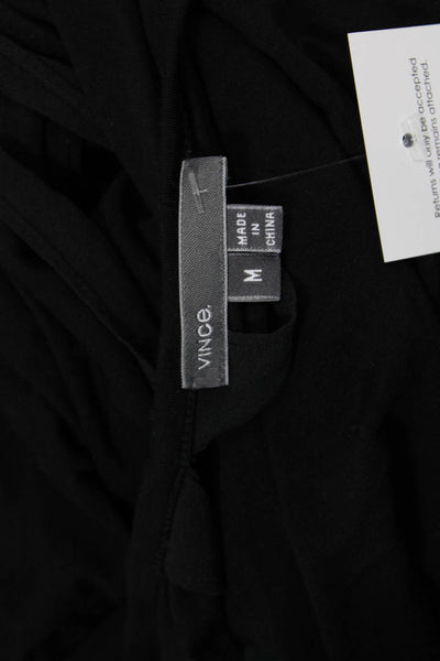 Vince Womens Cut Out Back Scoop Neck Long Sleeve Blouse Top Black Size M