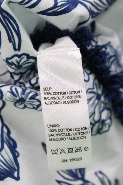 Allison Womens Cotton Floral Print Pleated Front Long Flare Skirt Blue Size 8