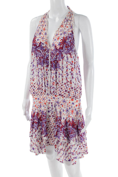 Poupette St. Barth Womens Abstract Print Lace Trim Sleeveless Multicolor Size M