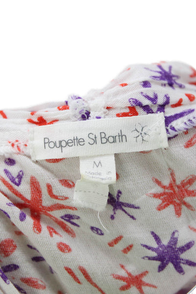 Poupette St. Barth Womens Abstract Print Lace Trim Sleeveless Multicolor Size M