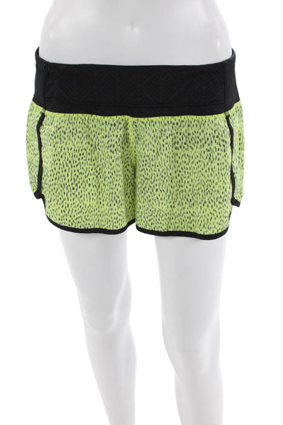 Lululemon Womens Animal Print Low Rise Pull On Shorts Yellow Black Size 8