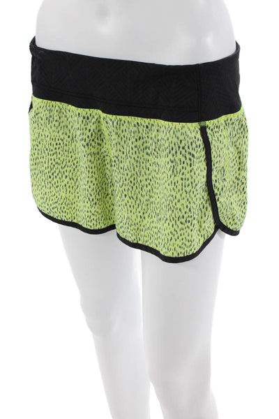 Lululemon Womens Animal Print Low Rise Pull On Shorts Yellow Black Size 8