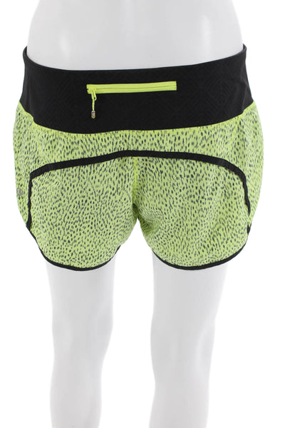 Lululemon Womens Animal Print Low Rise Pull On Shorts Yellow Black Size 8
