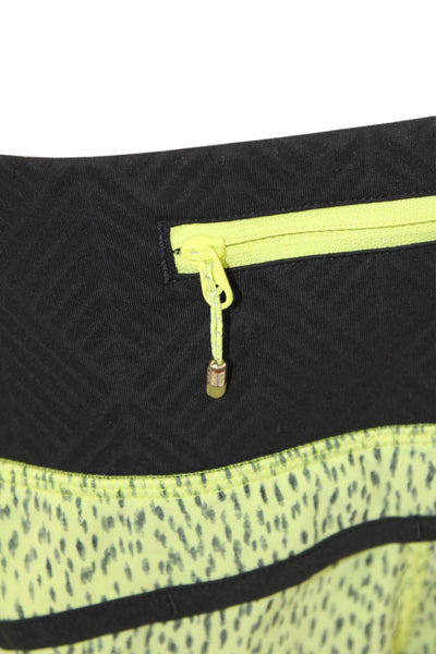 Lululemon Womens Animal Print Low Rise Pull On Shorts Yellow Black Size 8
