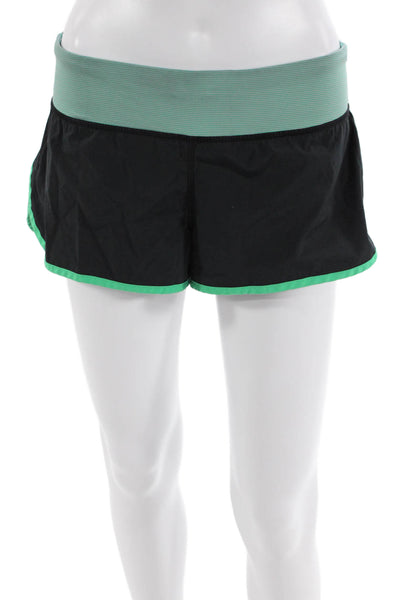 Lululemon Womens Striped Waist Low Rise Shorts Black Green Size 10