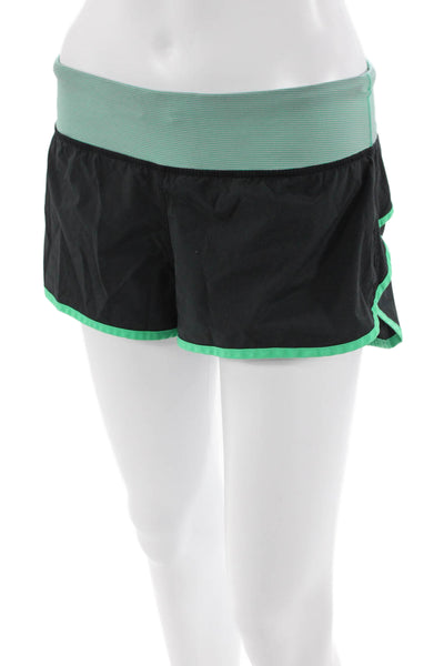 Lululemon Womens Striped Waist Low Rise Shorts Black Green Size 10