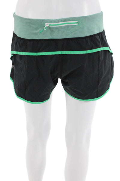 Lululemon Womens Striped Waist Low Rise Shorts Black Green Size 10