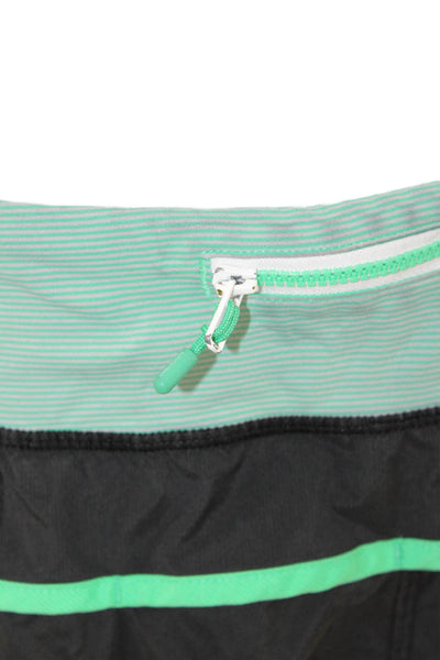 Lululemon Womens Striped Waist Low Rise Shorts Black Green Size 10