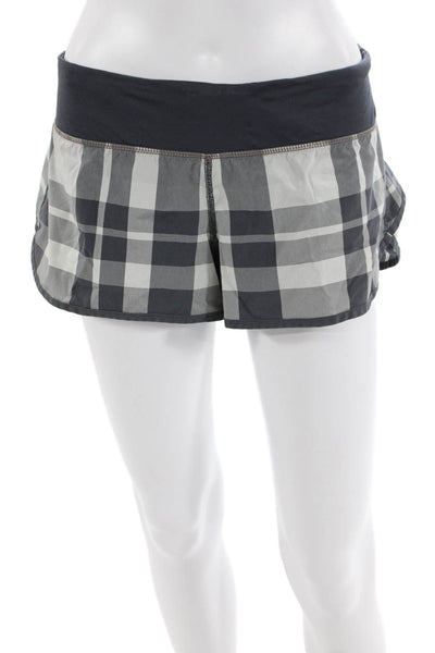 Lululemon Womens Plaid Low Rise Pull On Athletic Shorts Grey Size 10