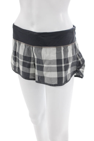 Lululemon Womens Plaid Low Rise Pull On Athletic Shorts Grey Size 10