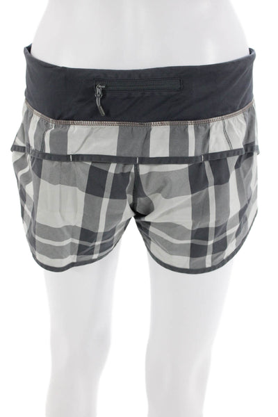Lululemon Womens Plaid Low Rise Pull On Athletic Shorts Grey Size 10