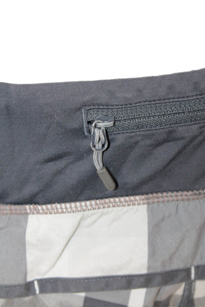 Lululemon Womens Plaid Low Rise Pull On Athletic Shorts Grey Size 10