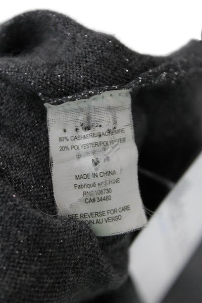Vince Womens Cashmere Striped Crew Neck Sweater Grey Silver Size Medium