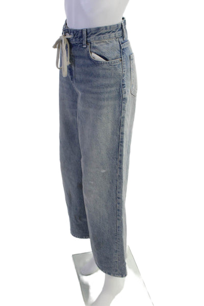 Zara Womens Zipper Fly High Rise Medium Wash Straight Jeans Blue Size 4
