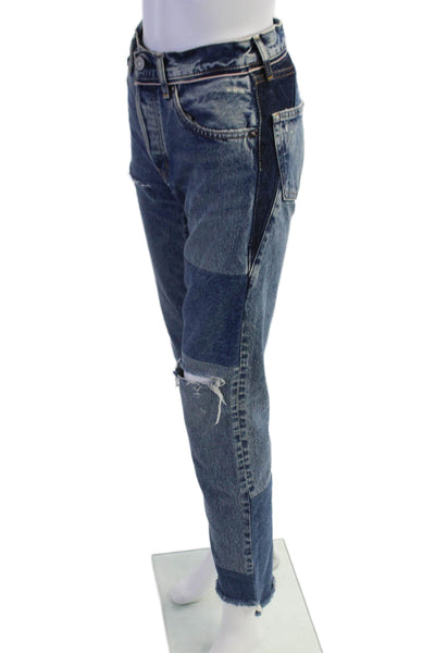 Moussy Womens Button Fly High Rise Distressed Fringe Jeans Blue Size 24