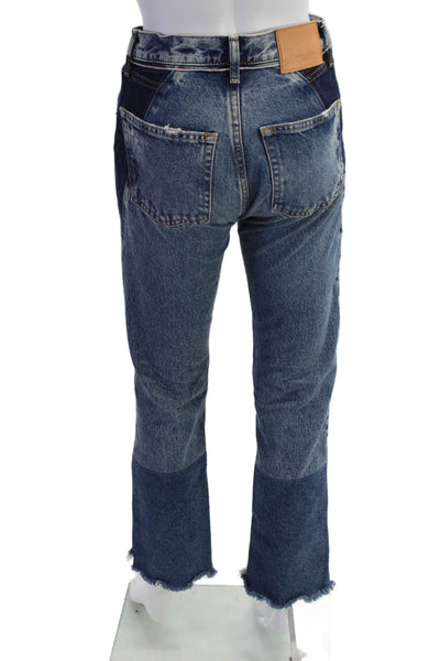 Moussy Womens Button Fly High Rise Distressed Fringe Jeans Blue Size 24