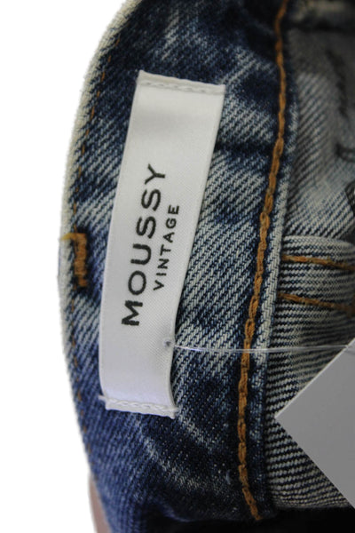 Moussy Womens Button Fly High Rise Distressed Fringe Jeans Blue Size 24