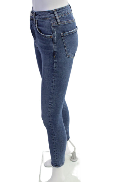 Agolde Womens Button Fly High Rise Medium Wash Skinny Jeans Blue Size 23