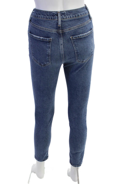 Agolde Womens Button Fly High Rise Medium Wash Skinny Jeans Blue Size 23