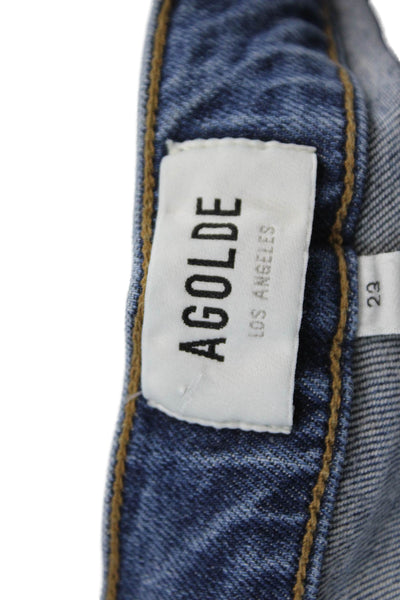 Agolde Womens Button Fly High Rise Medium Wash Skinny Jeans Blue Size 23