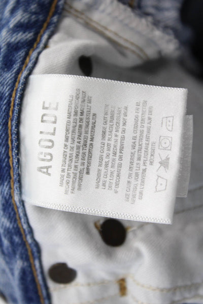Agolde Womens Button Fly High Rise Distressed Cropped Jeans Blue Size 23