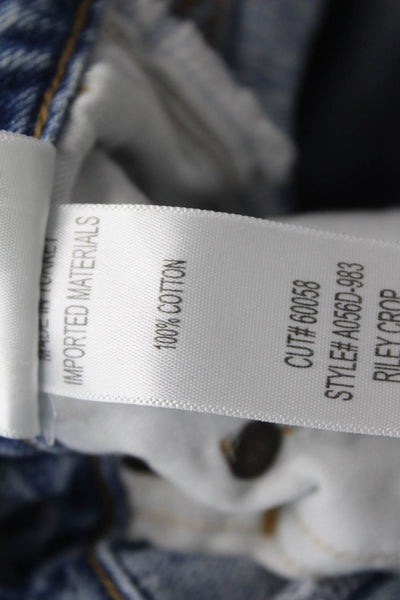 Agolde Womens Button Fly High Rise Distressed Cropped Jeans Blue Size 23