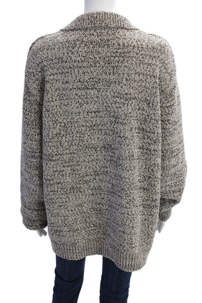 Zara Womens Long Sleeve V Neck Knit Boxy Sweatshirt Gray Size Large