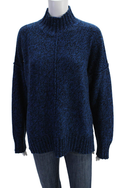 T Alexander Wang Womens Turtleneck Sweater Blue Black Wool Size Small