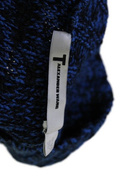 T Alexander Wang Womens Turtleneck Sweater Blue Black Wool Size Small