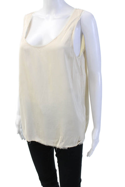 Vince Womens Solid Scoop Neck Pullover Tank Top Blouse Beige Size M