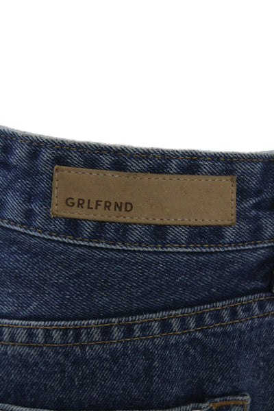 Grlfrnd Womens High Rise Fly Button Distress Denims Shorts Blue Size 25