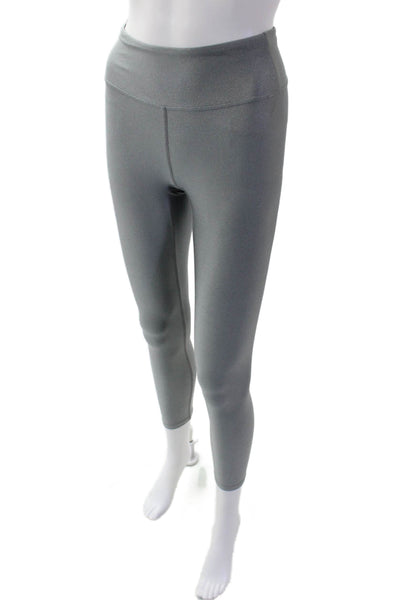 Heroine Sport Womens High Rise Pull On Ankle Leggings Metallic Gray Size XS