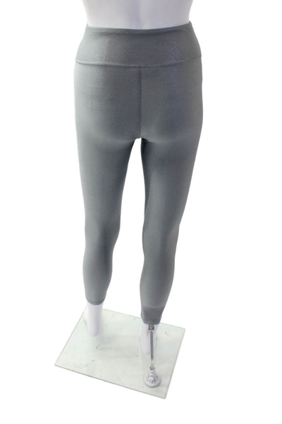 Heroine Sport Womens High Rise Pull On Ankle Leggings Metallic Gray Size XS