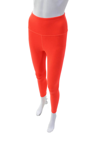Carbon38 Womens Pull On High Rise Ankle Leggings Neon Orange Size XS