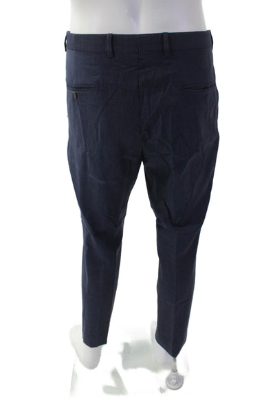 Z Zegna Mens Wool Geometric Print Straight Slim Fit Dress Pants Blue Size 36