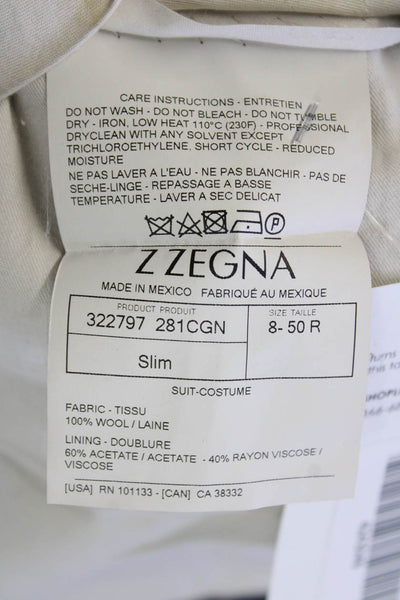 Z Zegna Mens Wool Geometric Print Straight Slim Fit Dress Pants Blue Size 36