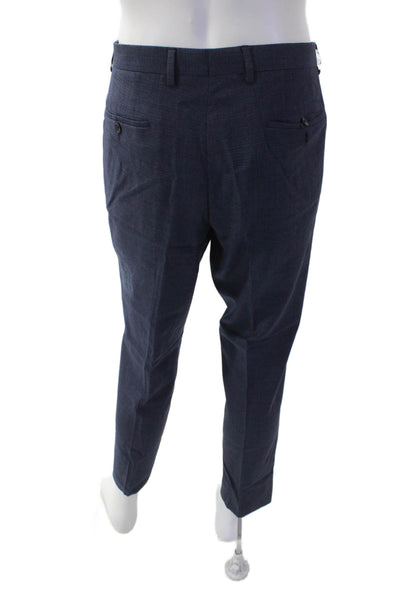 Hugo Boss Mens Wool Straight Leg Slim Fit Zip Fly Dress Pants Blue Size 42