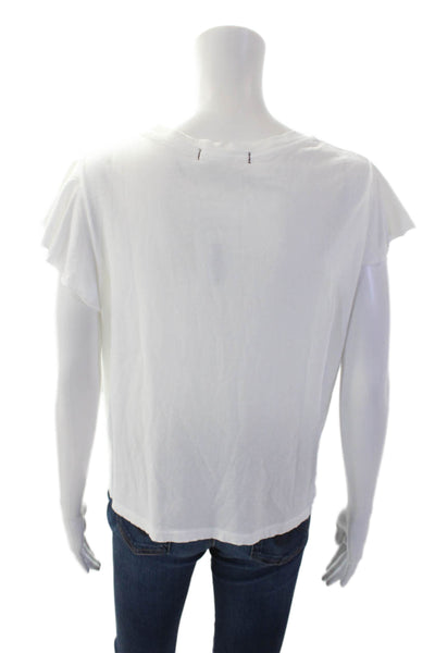 Amo Womens Cotton Blouse Top White Size M